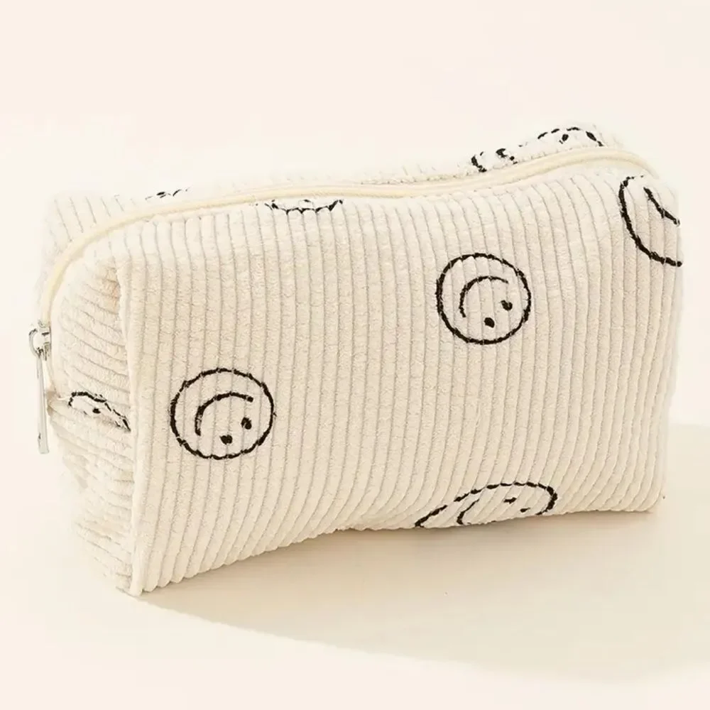 Smiley Face Corduroy Makeup Bags